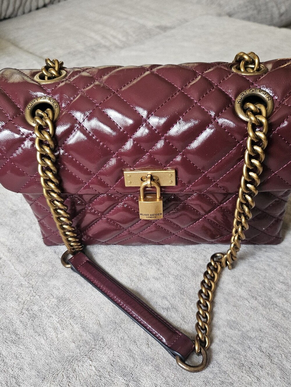 Kurt Geiger London Brixton Quilted Burgundy Leather Bag